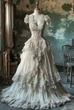 Historic Medieval Wedding Dresses Vintage Black and White Ball Lace Satin