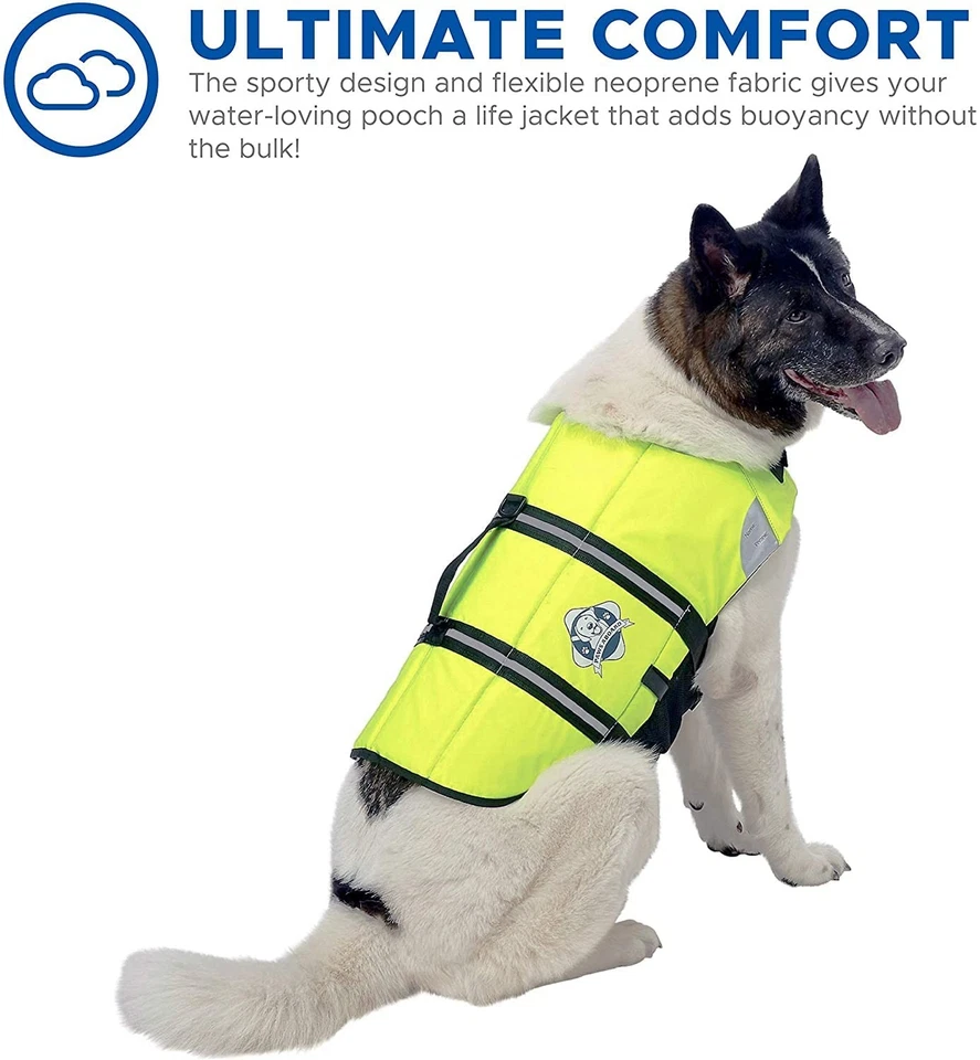 Neon Yellow Dog Life Jacket Safety Vest Reflective Adjustable Straps Multiple... - Image 4 of 4