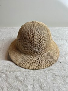 Brookstone Pith Hat Safari 91785 Made in the USA Molded Straw Woven Jungle Tan