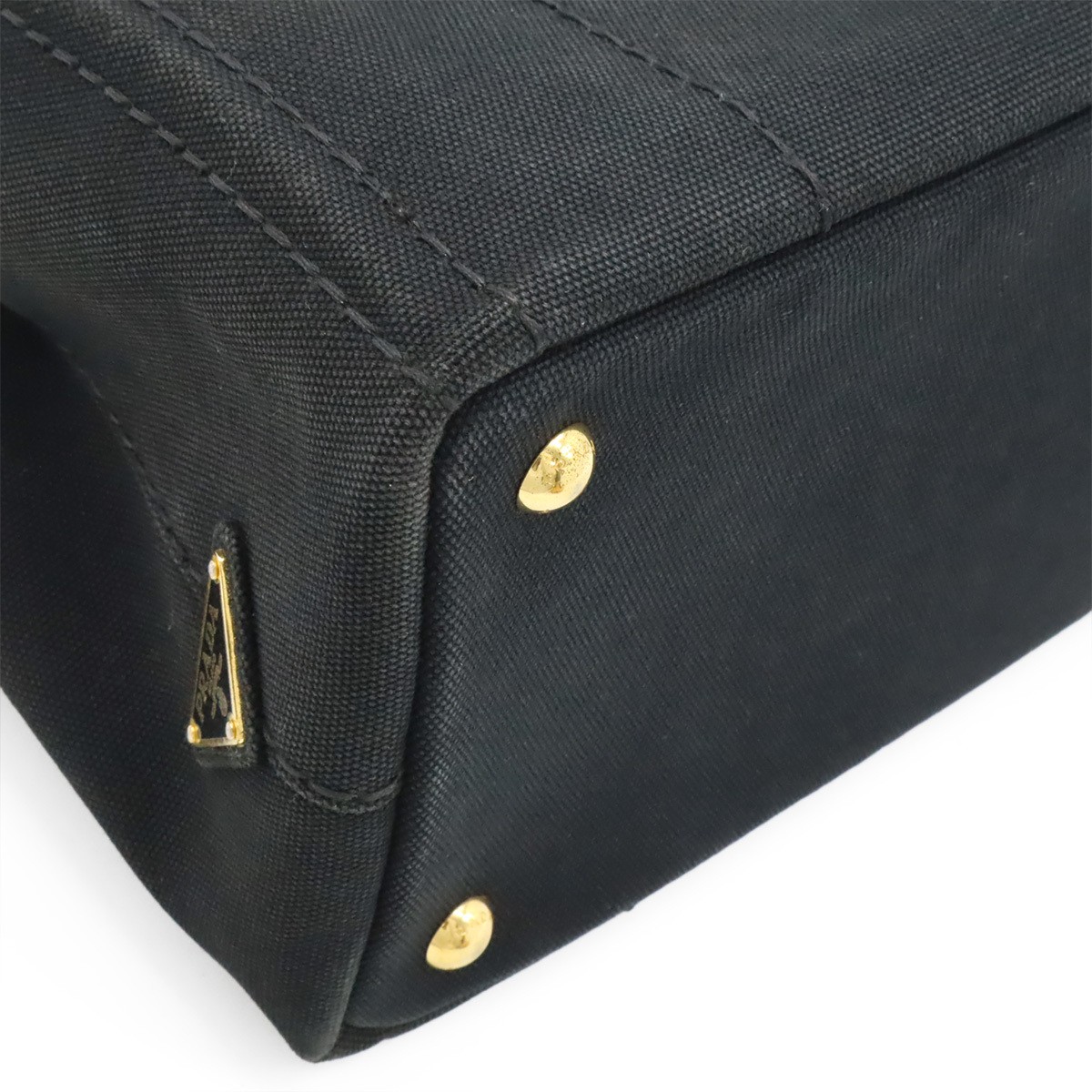 PRADA CANAPA Canapa Tote Bag 2WAY Shoulder Bag Crossbody Canvas NERO Black Gold thumbnail 3
