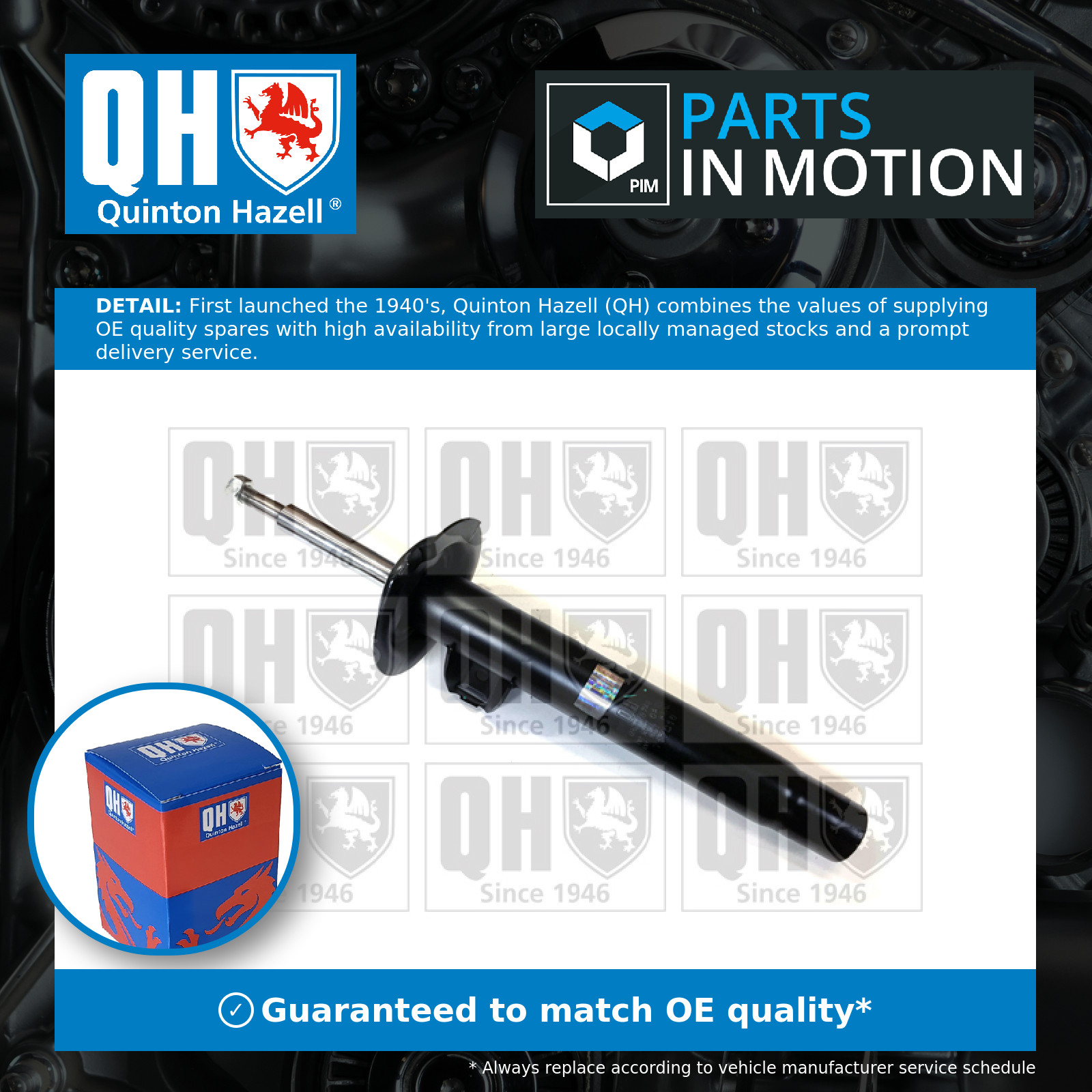 Shock Absorber (Single Handed) Front Right QAG178748 Quinton Hazell 1094564 New