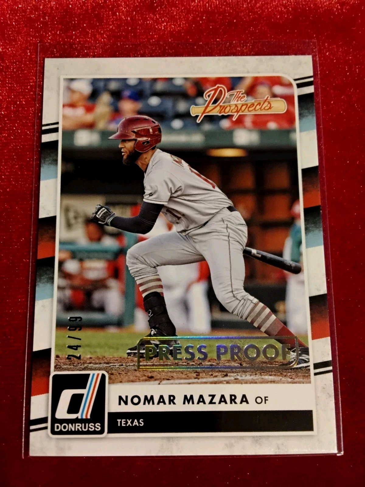 2016 Donruss The Prospects TP14 Press Proof Gold SSP 🔥 24/99 - Nomar Mazara RC