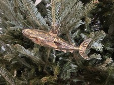 Glass Shark Ornament- Christmas Ornament- Gold- Nautical Decor- Coastal- Beach