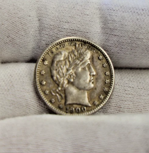 1900 S US Barber Silver Quarter 25c XF (Toned)