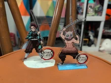 Tanjiro & Inosuke Acryl Stand Figures Demon Slayer Free Shipping 