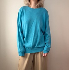 Woolovers cashmere wool lightweight blue crewneck jumper minimal quiet luxury