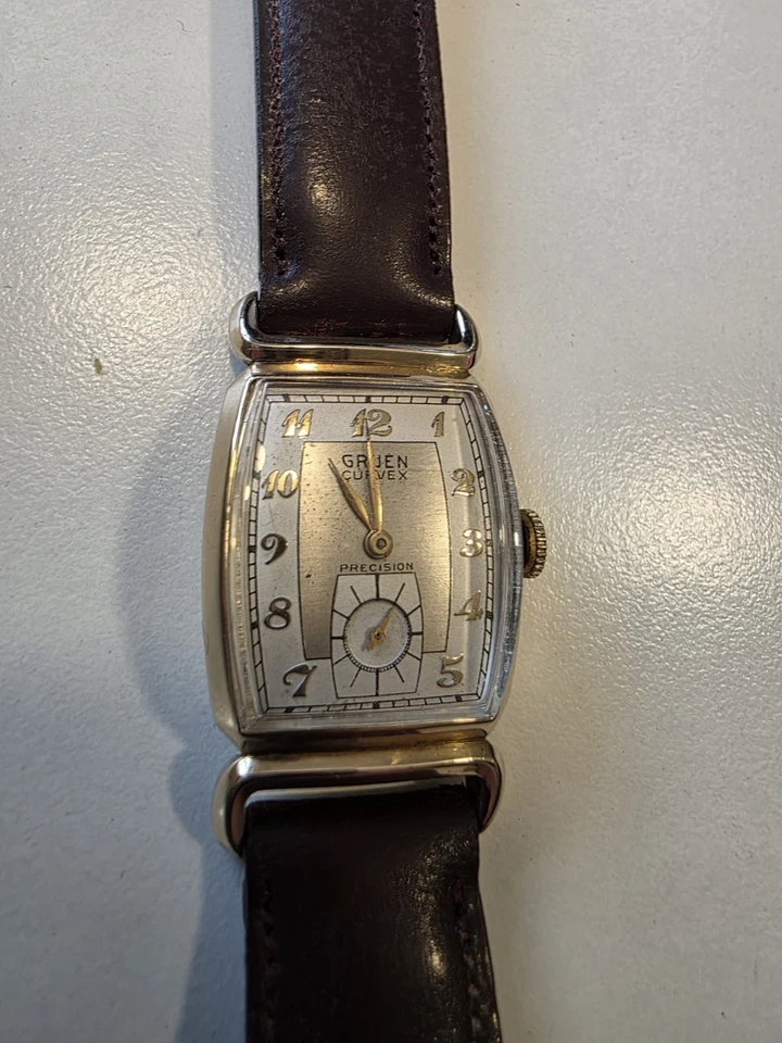 Vintage Gruen Curvex Precision 1940s 17 Jewel Mens 10k Gold Filled Watch — 第 2/4 张图片