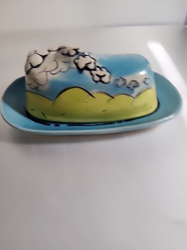 Chandra DeBuse Blue Butterdish Clouds Sea Handmade Sold Out HTF - Picture 15 of 16