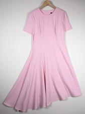 Black Halo Mika Dress 8 Pink Crepe Fit & Flare Midi A-Line Made in USA NWT
