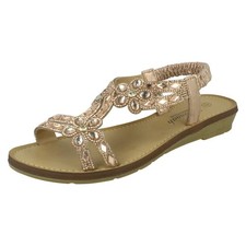 Ladies Savannah Diamante Slingback Flat Sandals