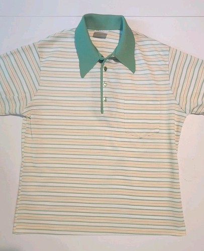 Vintage 60s 70s Edwards of California Polo Collared Shirt Green Stripe XL - Picture 2 of 6