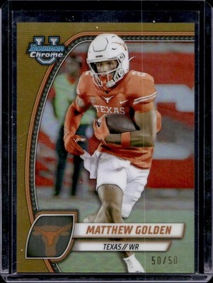 2024 Bowman U Chrome Matthew Golden #129 Gold Refractor #'d/50 Texas Packers