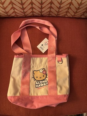 ABC Exclusive Hawaii  Hello Kitty Face Canvas Mini Tote Bag Pink NEW