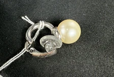 NWT Authentic Saint Laurent "YSL" Logo Clip-On Pearl Ear Cuff Made in France