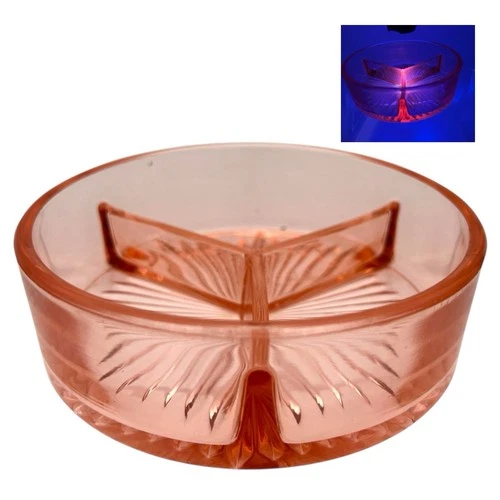 VTG 1930s Jeannette Pink Depression Glass Divided Relish Dish Insert 5” Selenium