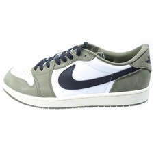 NIKE AIR JORDAN 1 LOW OG HQ6998-200 MEDIUM OLIVE AND SUMMIT WHITE CUT Used 581cc