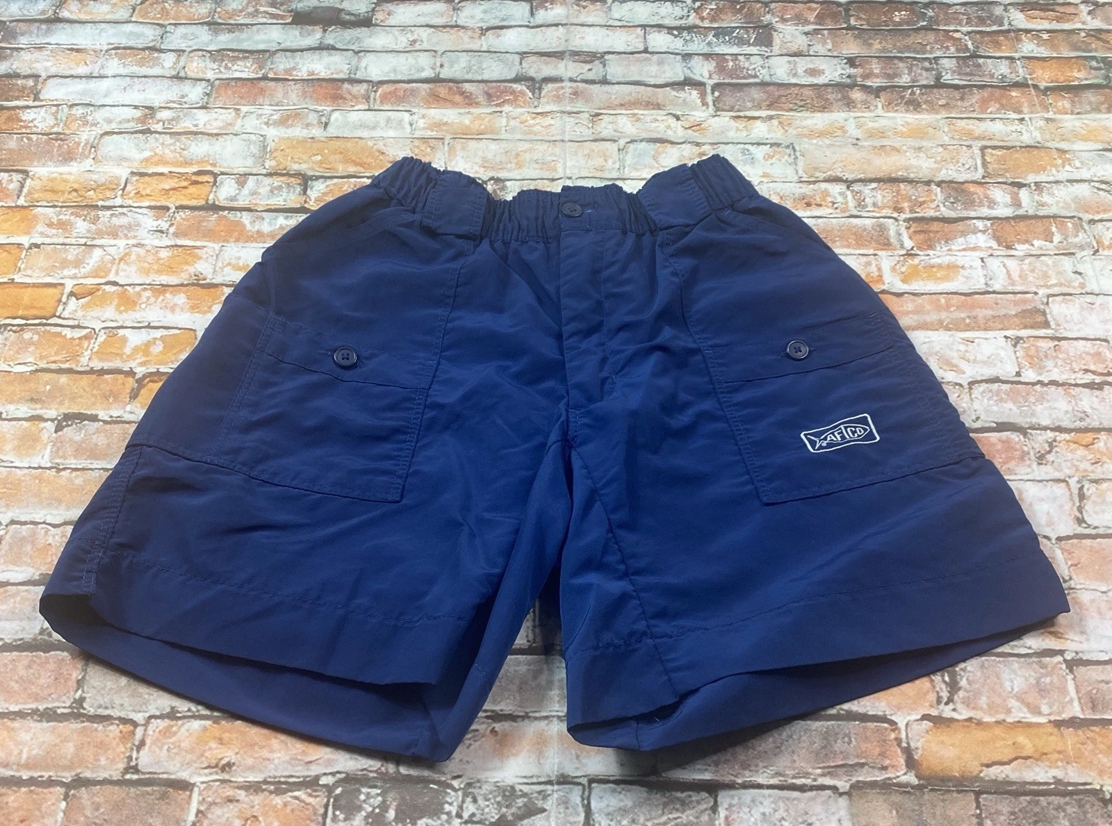 Aftco Shorts Adult 28 Navy Blue Cargo 8" Fishing Boating Boat Outdoors Mens