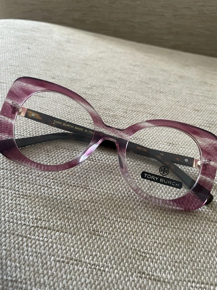 Tory Burch Eyeglasses Frames Transparent Purple Cat Eye - Image 2 of 3