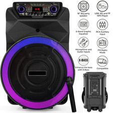 18" Woofer Portable Bluetooth Party Speaker PA Loud Karaoke System W/ Mic Remote
