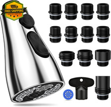 Kitchen Faucet Spray Head Replacement 3 Mode Pull Down Chrome with Adapters