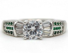 1CT Treated Emerald  Topaz 925 Solid Sterling Silver Ring Jewelry Sz 6 UB2-7