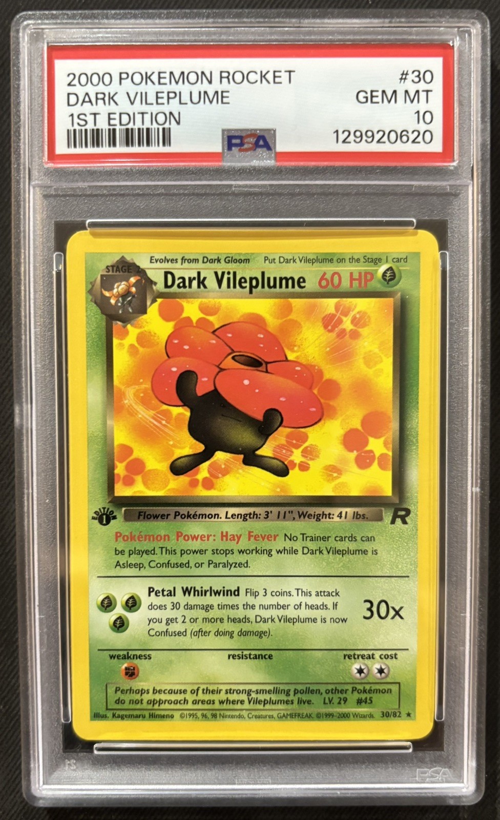 2000 POKEMON ROCKET 1ST ED #30 DARK VILEPLUME PSA 10