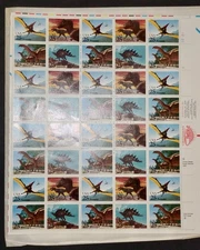 2 SHEETS STAMPOSAURUS DINOSAURS USPS POSTAGE STAMPS, 1989  ORIGINAL (80 stamps)