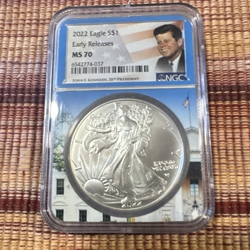 Kennedy American Silver Eagle NGC MS 70 Early Releases 1 oz Silver 0.999 2022