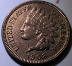 1908 RED Indian Head Small Cent 1C Philadelphia Business Strike Circulated