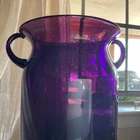 Vtg Purple Amethyst Art Glass Vase Large Opening Applied Handles Blenko ? Boda ?