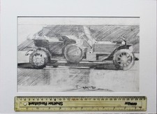 Dexter Brown original pencil sketch Rolls-Royce Silver Ghost  Roi des Belges