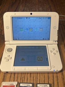 Nintendo 3DS XL Pink White Handheld Console 7 Games + Bundle Tested USA Version