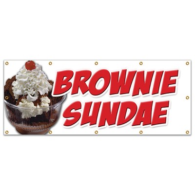 BROWNIE SUNDAE BANNER SIGN ice cream dessert whipped cream cherry