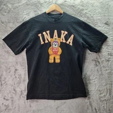 INAKA Power Bear Graphic T-Shirt Black Size M Gym Streetwear Fitness Tee