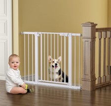 BABYBOND 27-43" EASY INSTALL BABY GATE FOR STAIRS, EXTRA WIDE - WHITE