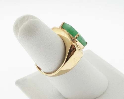 Anillo Estate Diamantes Jade Verde Sólidos Oro Amarillo 18k Tamaño GRATIS Foto 4 de 4