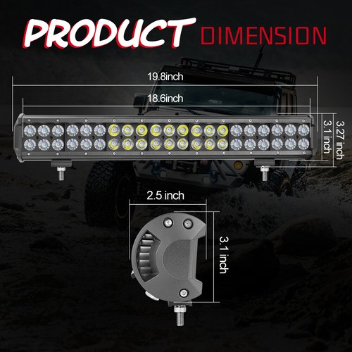 20" LED Work Light Bar Spot Flood Combo Offroad ATV For Ford F-150 Lower Bumper - Picture 6 of 15