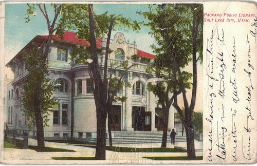 C1908 Packard Public Library Beauty Arch. Salt Lake City Utah Vintage Postcard - Picture 2 of 3
