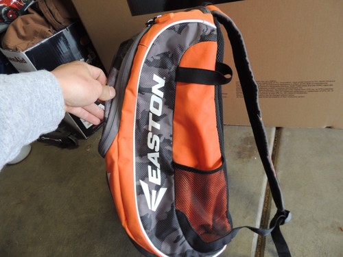 Easton Baseball Softball Bat Bag Equipment Backpack Gray White Orange Camo - Picture 2 of 9