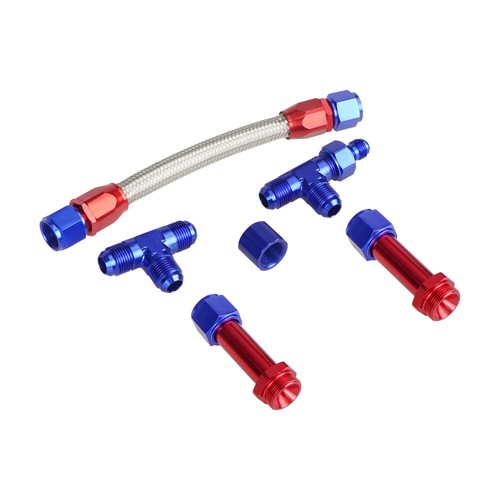 Pressure Gauge AN8 Braided Dual Feed Carb Fuel Line For Holley Carburetor 4150 - Picture 13 of 13