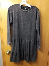 Women's Long Sleeve Tiered Velvet Dress Green- Wild Fable Size XS