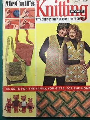 1972 McCalls Knitting Book 5 Beginners VESTS Sweater Crop Top Coat Knit Pattern