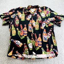 Paradise Found Honolulu All Over Beer Bottles Hawaiian Shirt Large Relaxed Fit