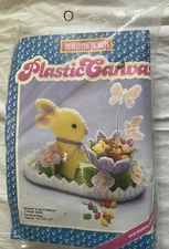 Plastic Canvas Distlefink Designs Needlepoint Kit Bunny & Butterfly Candy Dish