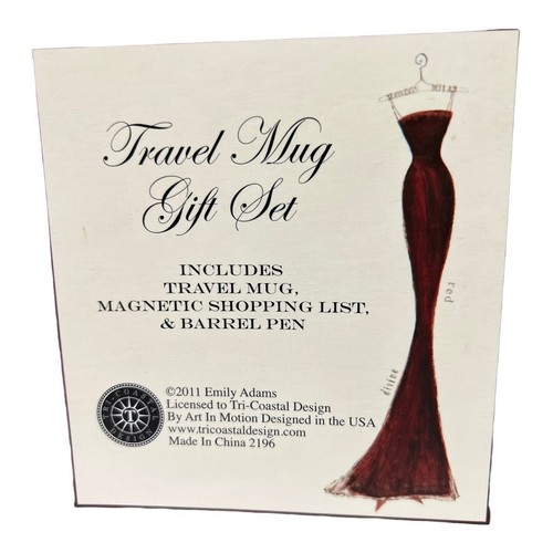 Travel Mug Gift Set Color Craze Red Dress Design Mug Pen Notebook Paper Pad 2011 - Picture 2 of 3