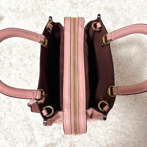 COACH Rogue 25 Glovetanned Leather Ol/Peony Satchel Shoulder Bag 54536 - Picture 11 of 19