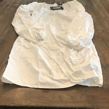 Pretty Little Thing White Long Sleeve Sweetheart Neck Ruched Bodycon Dress UK 10