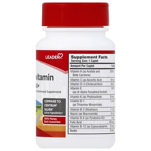 (3PK) Leader Multivitamínico Adultos 50+ Suplemento, 30 Comprimidos 096295128383VL - Imagen 2 de 3