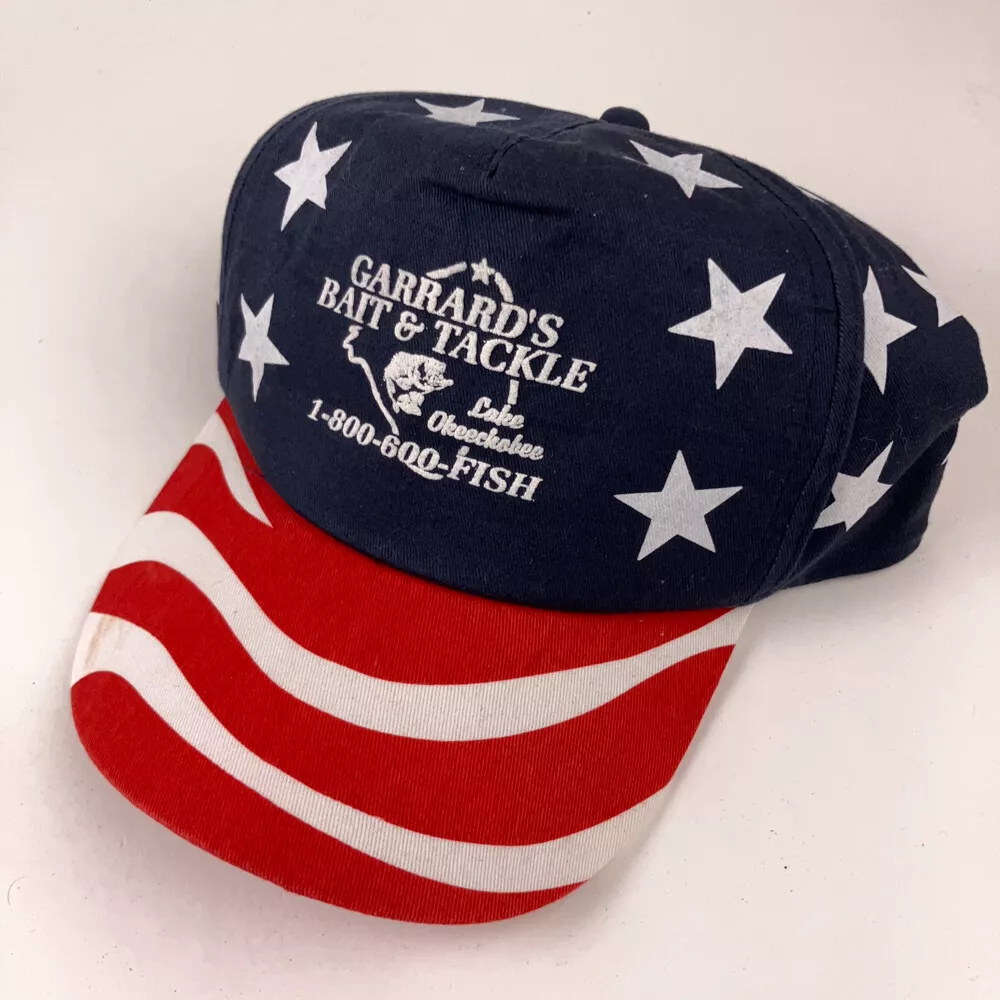 American Flag Fishing Hat Lake Okeechobee Florida Garrard's Bait Tackle