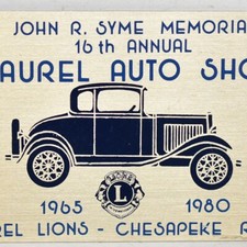 1980 Laurel Lions Club Antique Car Show John Syme Memorial Chesapeke MD Plate